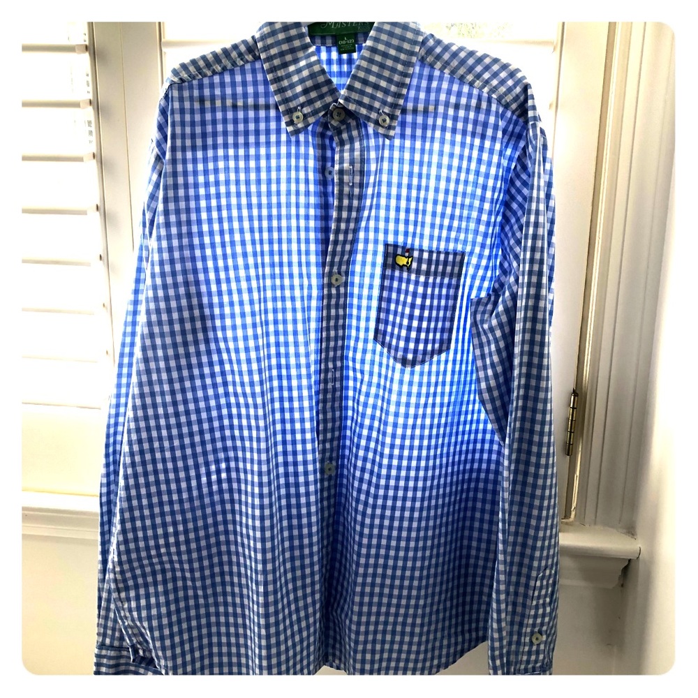 Masters Collection, Blue/white gingham button down